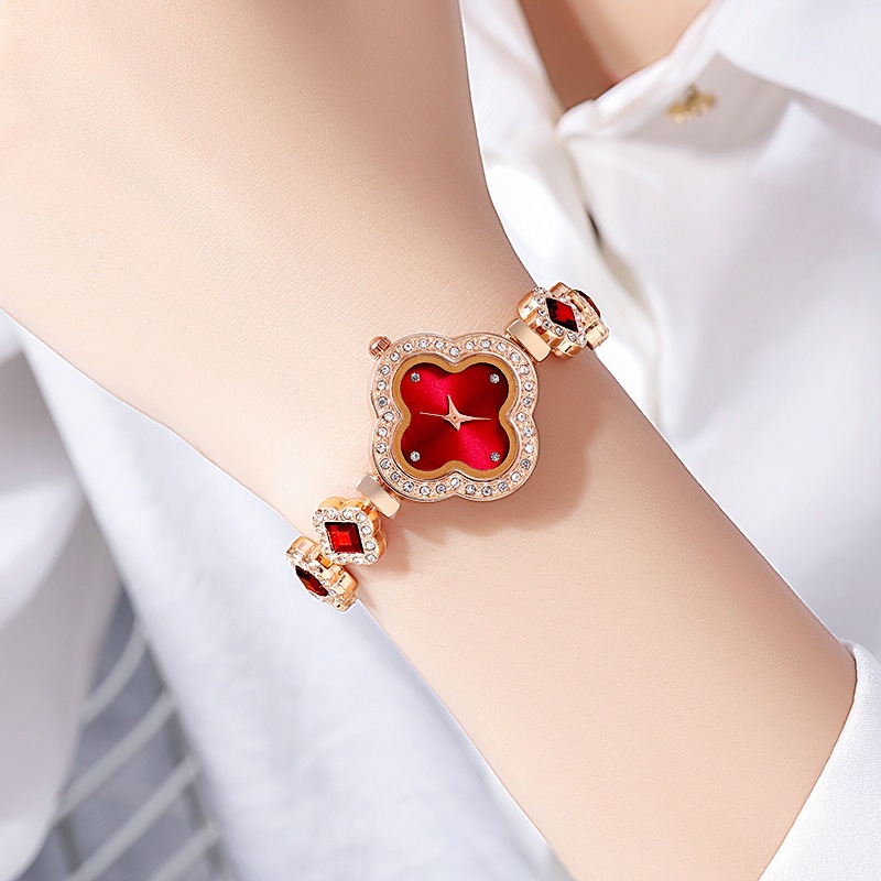 Đồng hồ nữ Vỏ bọc đồng hồ đeo tay Đồng hồ đeo tay Dây đeo thạch anh có khảm kim cương Đồng hồ xanh thời trang