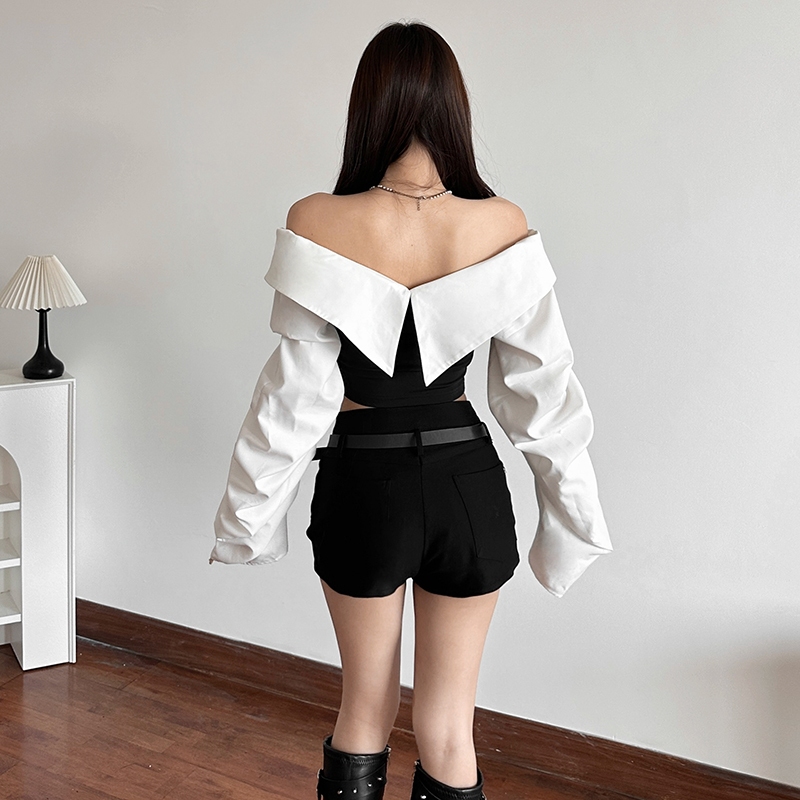 Cutenew Thường Ngày Dây Vest Một Vai Tay Dài Skinny Lưng Cá Tính Hot Chick Niche Thiết Kế Đa Năng Không Khí Phong Cách 2024 Nóng Mới