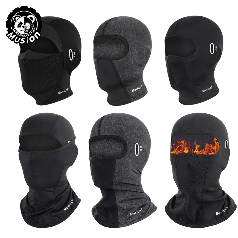 Musion Real Ice Silk Motorcycle Balaclava có lỗ kính Đi xe đạp Mặt nạ toàn mặt chống nắng Biker Mũ đội đầu thoáng khí cho nam và nữ