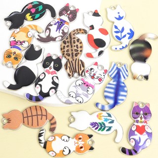 10 Chiếc Dễ Thương Mèo Con Họa Tiết Trước & Sau Men Quyến Rũ DIY Kawaii Vòng Cổ Vòng Tay Bông Tai Móc Khóa Và Nhiều Đồ Trang Trí Sáng Tạo Mặt Dây Hình Mèo Hoạt Hình - Món Quà Hoàn Hảo Cho Người Yêu Mèo