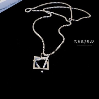 DREJEW Thép không gỉ hình tam giác mặt dây chuyền vòng cổ thiết kế nặng nề trang sức cho nữ