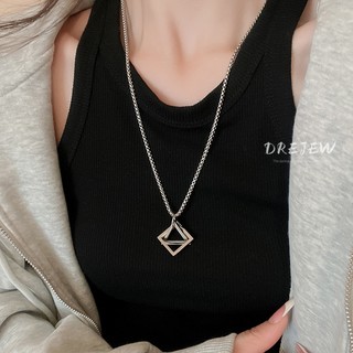 DREJEW Thép không gỉ hình tam giác mặt dây chuyền vòng cổ thiết kế nặng nề trang sức cho nữ