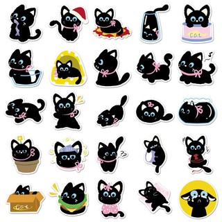Bộ 50 Mèo Đen Dán Kawaii DIY Ván Trượt Tủ Lạnh Laptop Chống Thấm Nước Hoạt Hình Kid Đồ Chơi Miếng Dán