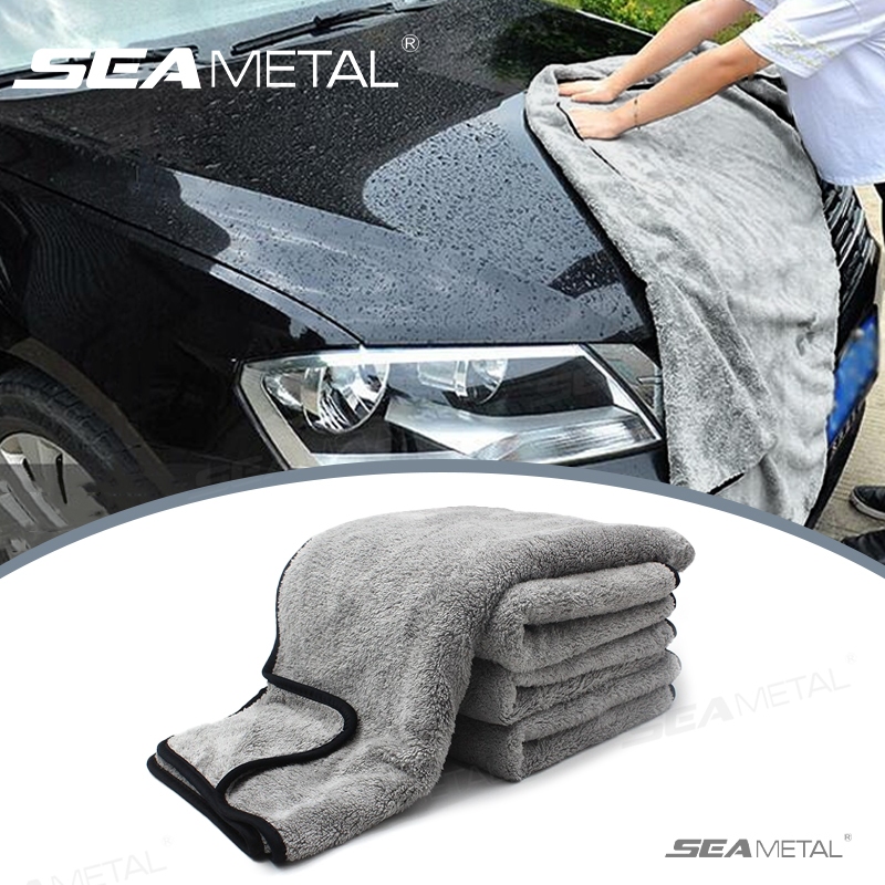 Khăn lau xe microfiber siêu mềm 120x50cm SEAMETAL, nâng cấp, chống trầy xước, dùng cho ô tô