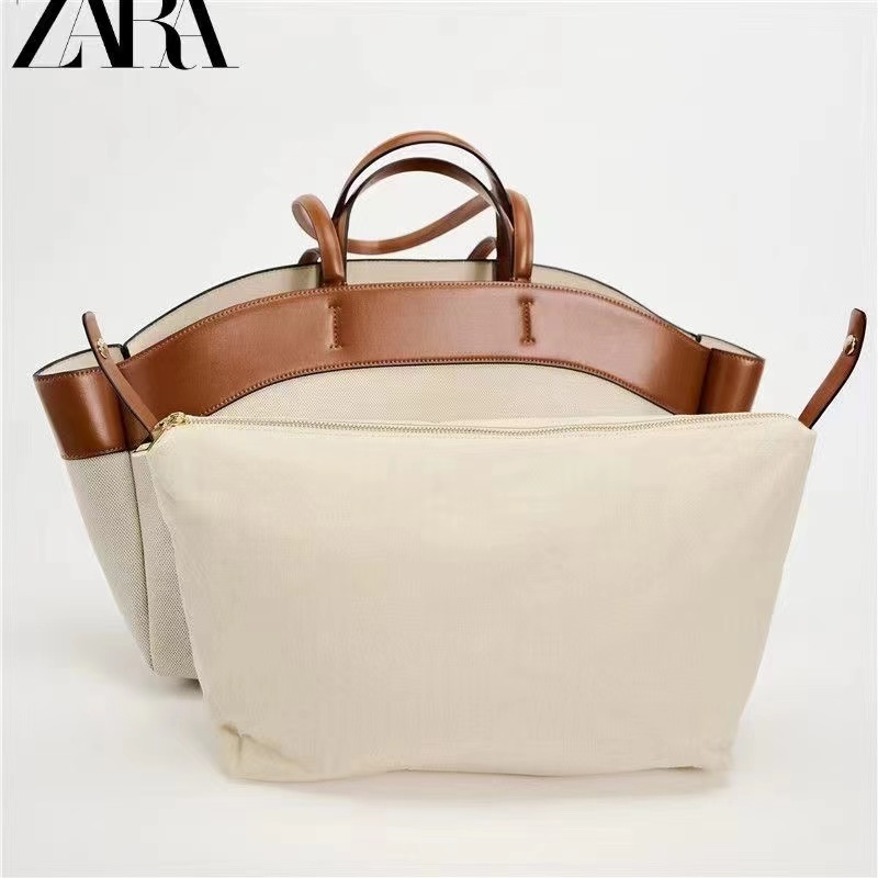 Túi Tote nữ vải ZARA Túi xách đeo vai đơn dung tích lớn