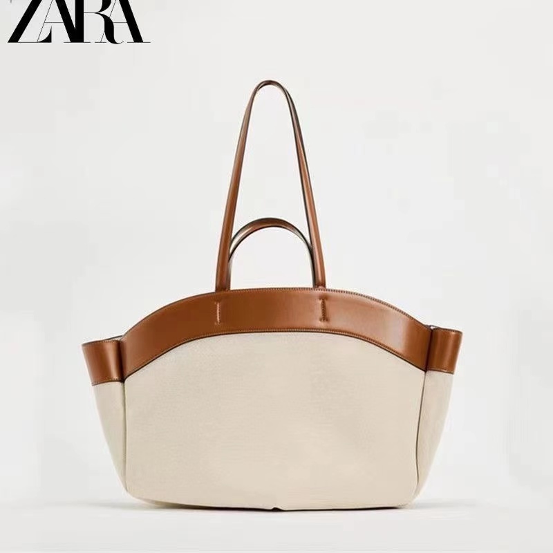 Túi Tote nữ vải ZARA Túi xách đeo vai đơn dung tích lớn