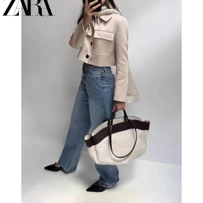 Túi Tote nữ vải ZARA Túi xách đeo vai đơn dung tích lớn