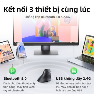 Chuột không dây UGREEN Công thái học dọc|4000DPI| Nhấp vào im lặng, Tương thích với máy tính xách tay, PC, Windows