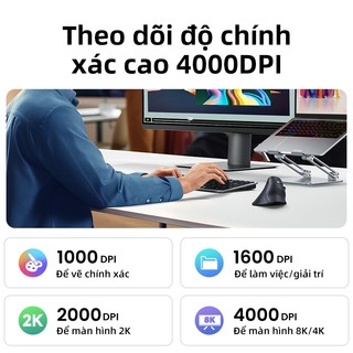 Chuột không dây UGREEN Công thái học dọc|4000DPI| Nhấp vào im lặng, Tương thích với máy tính xách tay, PC, Windows