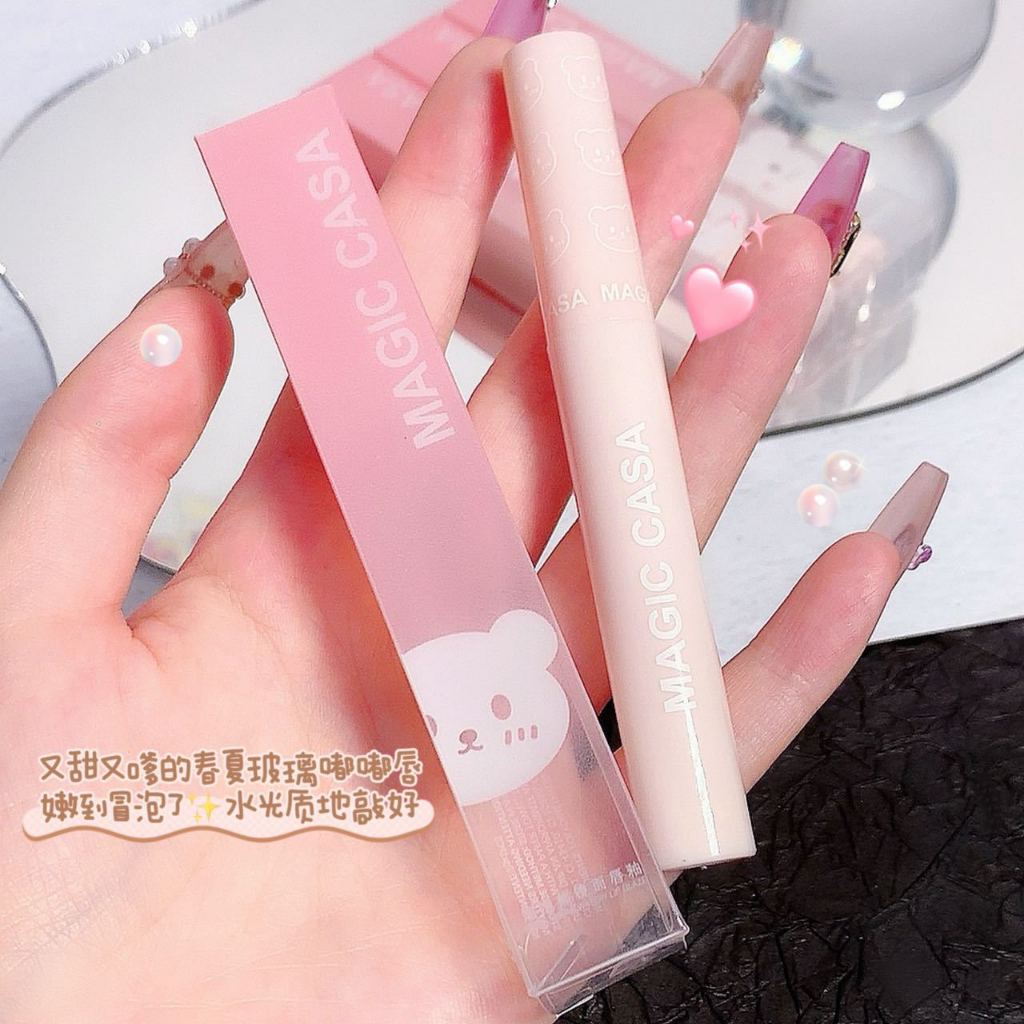 Magic CASA Bong Bóng Gấu Gương Nước Son Môi Nữ Son Dưỡng Môi