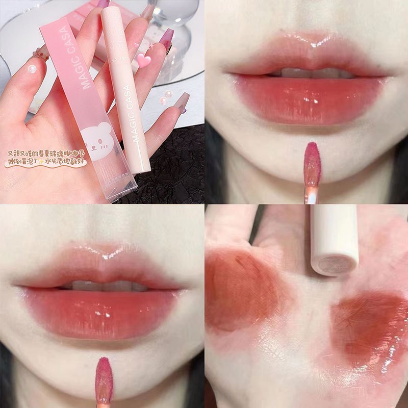 Magic CASA Bong Bóng Gấu Gương Nước Son Môi Nữ Son Dưỡng Môi