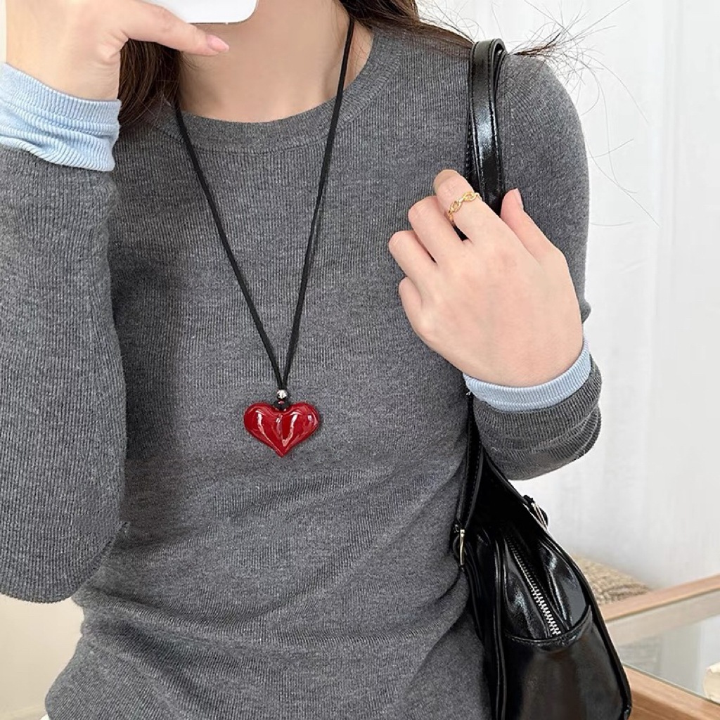Vòng cổ nơ tình yêu màu đỏ Anchora Instagram chuỗi xương đòn thiểu số Hàn Quốc cổ áo phù hợp với cổ áo