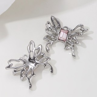 5 Chiếc Mới Hồng Bướm Ngôi Sao Trái Tim Mắt Men Quyến Rũ Y2k Màu Bạc Mặt Dây Để Làm Đồ Trang Sức Handmade