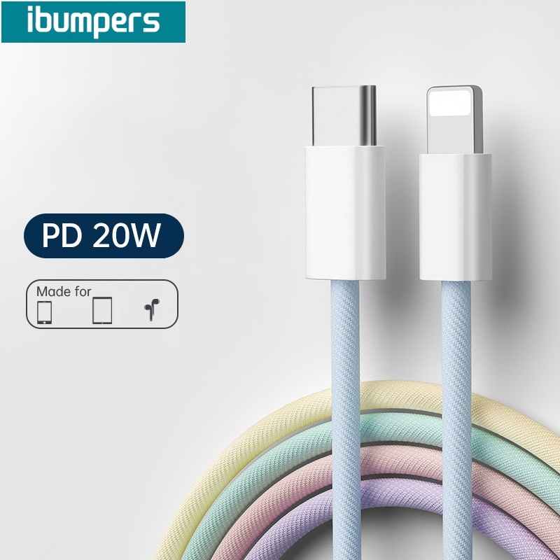 Dây Sạc Nhanh PD 20W 3A Type-C IP Cáp Sạc Hỗ Trợ Truyền Dữ Liệu ibumpers Cho iPhone iPad AirPods