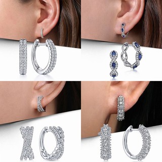 S925 Bạc Zircon Nhẫn Khóa Tai Đơn Giản Trang Sức Thời Trang Nữ Quà Tặng Học Sinh