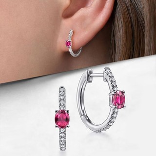 S925 Bạc Zircon Nhẫn Khóa Tai Đơn Giản Trang Sức Thời Trang Nữ Quà Tặng Học Sinh