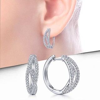 S925 Bạc Zircon Nhẫn Khóa Tai Đơn Giản Trang Sức Thời Trang Nữ Quà Tặng Học Sinh