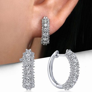 S925 Bạc Zircon Nhẫn Khóa Tai Đơn Giản Trang Sức Thời Trang Nữ Quà Tặng Học Sinh