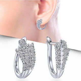 S925 Bạc Zircon Nhẫn Khóa Tai Đơn Giản Trang Sức Thời Trang Nữ Quà Tặng Học Sinh