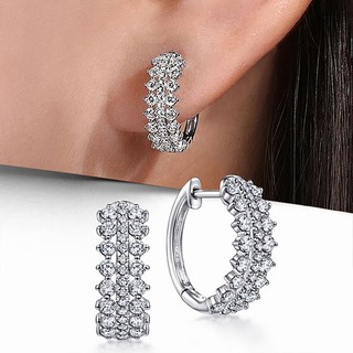 S925 Bạc Zircon Nhẫn Khóa Tai Đơn Giản Trang Sức Thời Trang Nữ Quà Tặng Học Sinh