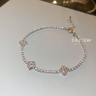 DREJEW Vòng tay hoa kim cương đầy đủ thời trang Hàn Quốc phong cách nhẹ nhàng sang trọng khí chất trang sức tay