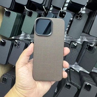 Ốp Điện Thoại Sạc Không Dây Từ Tính Cho iPhone 16 15 Pro Max Real Aramid Sợi Carbon Kim Loại Ống Kính Vòng Bảo Vệ Mặt Sau