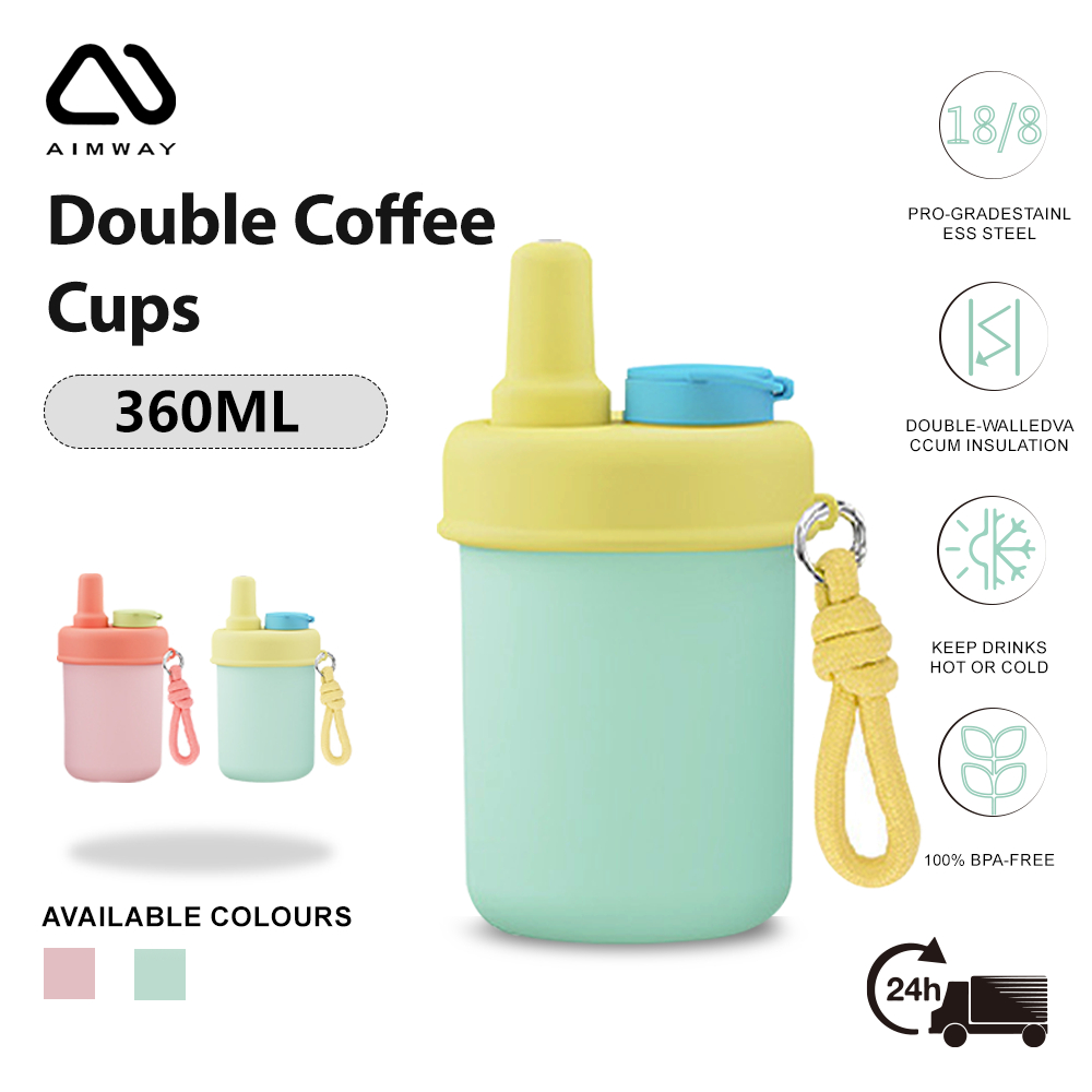 Cốc cà phê cách nhiệt hai tường Aimway Portable 360ML - BPA Free Giữ đồ ...