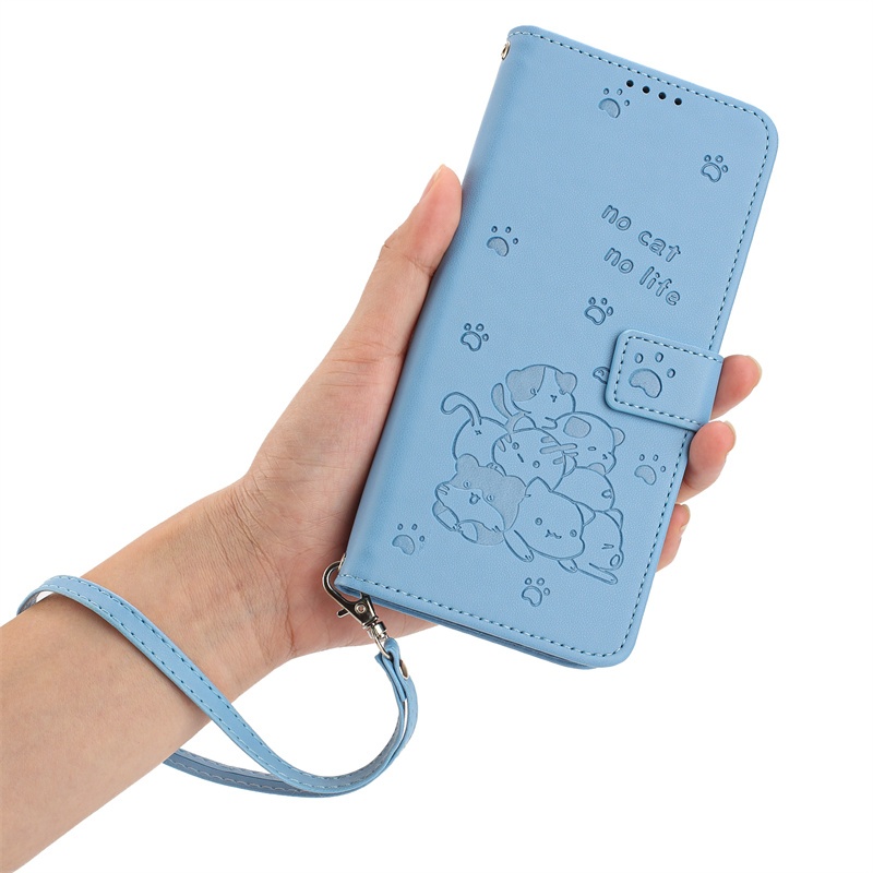 Ốp Lật Ví Da Thú Cưng Dễ Thương Cho IPhone 6 7 8 11 12 13 X XS Xr SE 4 2020 2024 16E 17E Mini Pro Max Plus Khe Cắm Thẻ Ốp điện thoại