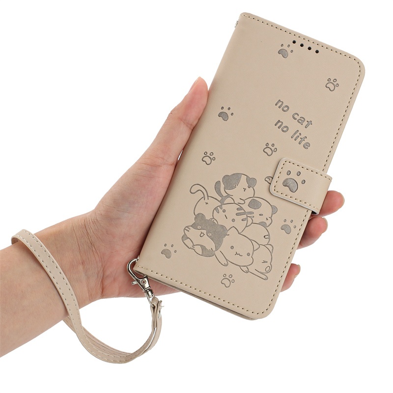 Ốp Lật Ví Da Thú Cưng Dễ Thương Cho Iphone 14 15 16 Pro Max Plus Khe Cắm Thẻ Giá Đỡ Ốp điện thoại