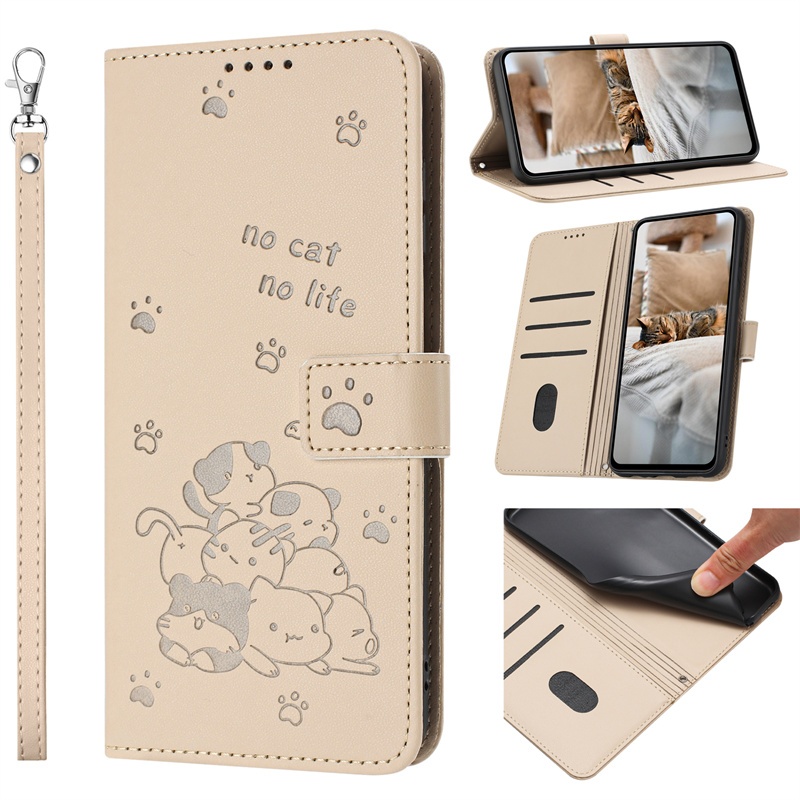 Ốp Lật Ví Da Thú Cưng Dễ Thương Cho Tecno Spark GO Camon Pova POP Neo 3 5 8 20 20C 30C Premier Pro Plus 2024 4G 5G Khe Cắm Thẻ Ốp điện thoại
