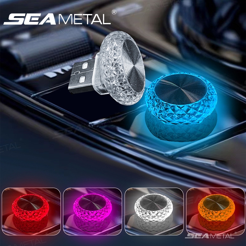 Đèn LED USB Di Động Ô Tô SEAMETAL USB Đèn Xung Quanh Mini LED Trang Trí Không Khí Đèn Cho Nội Thất Ô Tô Môi Trường Ánh Sáng Máy