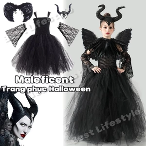 Bé Gái Nữ Hoàng Trang Phục Maleficent Phù Thủy Quỷ Dệt Kim Tulle Đầm Ác Nữ Hoàng Trang Phục Cho Bé Gái Halloween Cosplay shopidaevn