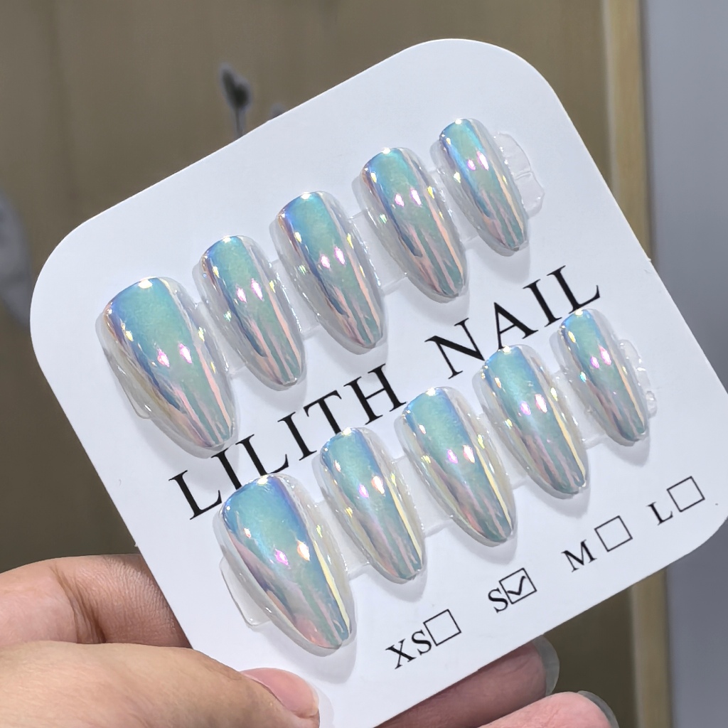 tưởng tượng màu trắng Móng Tay Giả Nailbox Làm Móng Tay Miếng Dán Mạ