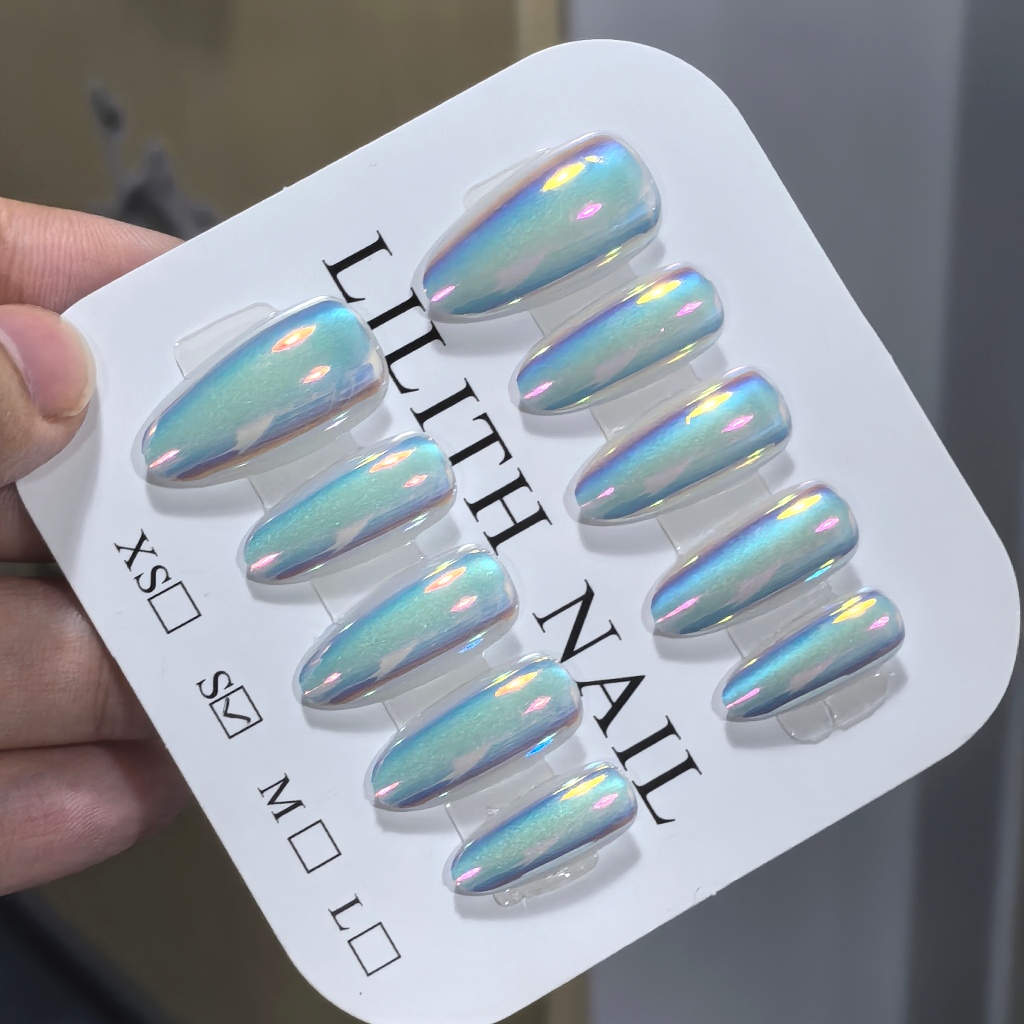tưởng tượng màu trắng Móng Tay Giả Nailbox Làm Móng Tay Miếng Dán Mạ