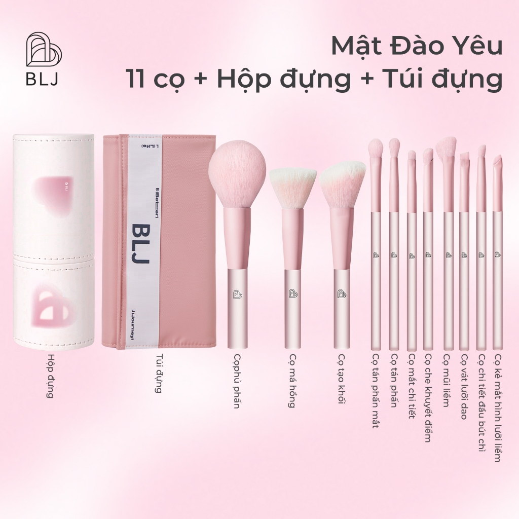 BLJ  Mật Đào Yêu Bộ cọ trang điểm 11 cây Peachy Sugar  full size