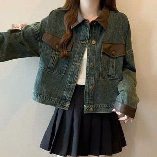 GKSSS áo khoác denim nam Phong cách đường phố Mỹ dáng rộng giản dị, phong cách trung tính chất lượng cao