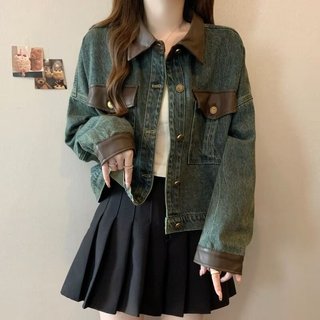 GKSSS áo khoác denim nam Phong cách đường phố Mỹ dáng rộng giản dị, phong cách trung tính chất lượng cao