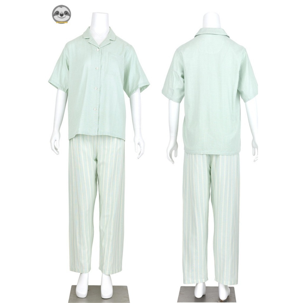 Phong cách Nhật Bản Muji Style / Quần ngắn tay màu hỗn hợp Đồ ngủ / Bộ đồ ngủ sợi đôi Cotton / Đồ ngủ cặp đôi / Bộ đồ Loungewear đơn giản