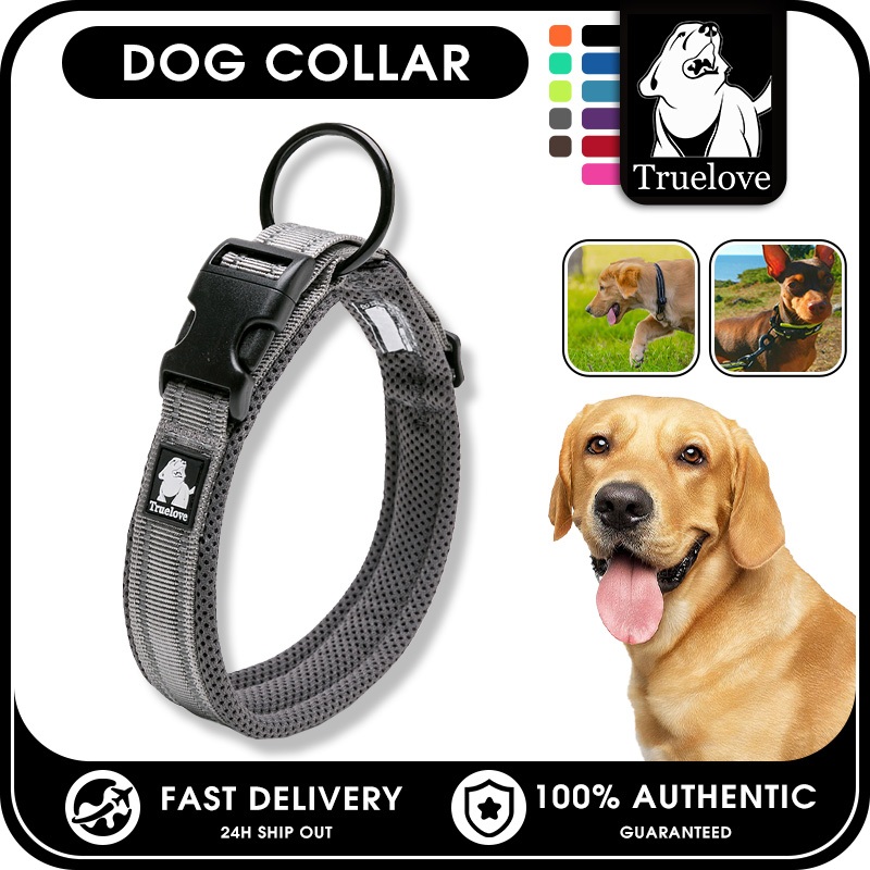TRUELOVE Dễ Dàng Trên Thú Cưng Cổ Chó Nylon Có Thể Điều Chỉnh Cổ Chó Huấn Luyện Dây Xích Phản Quang