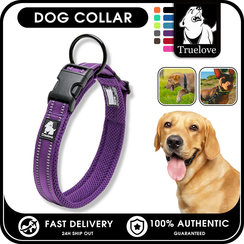 TRUELOVE Vòng cổ chó Nylon có thể điều chỉnh Vòng cổ phản quang có đệm để huấn luyện chó