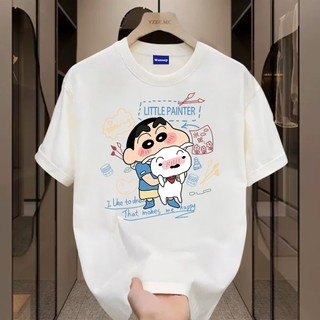 ✨Hàng có sẵn✨WASSUP Cartoon Anime Crayon Shin chan-Áo thun nam mới! 100% cotton, thời trang, Unisex