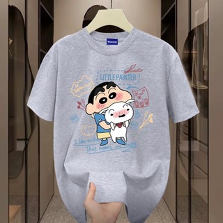 ✨Hàng có sẵn✨WASSUP Cartoon Anime Crayon Shin chan-Áo thun nam mới! 100% cotton, thời trang, Unisex