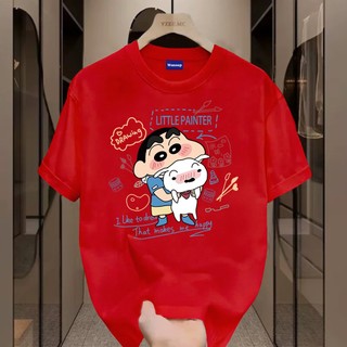 ✨Hàng có sẵn✨WASSUP Cartoon Anime Crayon Shin chan-Áo thun nam mới! 100% cotton, thời trang, Unisex