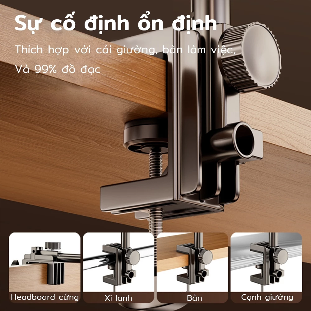 Giá đỡ điện thoại lười biếng 360° Giá đỡ máy tính bảng xoay có thể điều chỉnh cho điện thoại di động iPad Giường 4-13 inch Cánh tay nổi linh hoạt Giá đỡ kẹp
