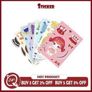 8 Chiếc Búp Bê Cotton Làm Mặt Miếng Dán DIY Trang Điểm Trò Chơi Hoạt Hình Handmade Cho Trẻ Em Quà Tặng