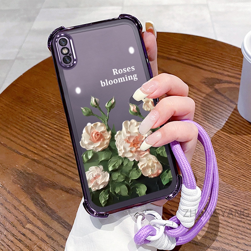 Ốp Lưng Cho iPhone X Xs Xr Xs Max Ốp Điện Thoại Mạ Điện Bốn Góc Chống Rơi Với Thẩm Mỹ Đẹp Và Thiết Kế Hoa Trắng Vỏ Mềm TPU