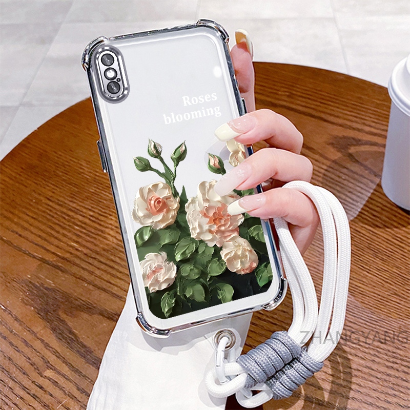 Ốp Lưng Cho iPhone X Xs Xr Xs Max Ốp Điện Thoại Mạ Điện Bốn Góc Chống Rơi Với Thẩm Mỹ Đẹp Và Thiết Kế Hoa Trắng Vỏ Mềm TPU