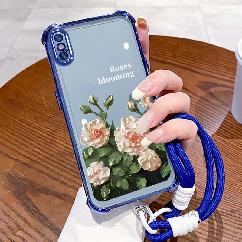 Ốp Lưng Cho iPhone X Xs Xr Xs Max Ốp Điện Thoại Mạ Điện Bốn Góc Chống Rơi Với Thẩm Mỹ Đẹp Và Thiết Kế Hoa Trắng Vỏ Mềm TPU
