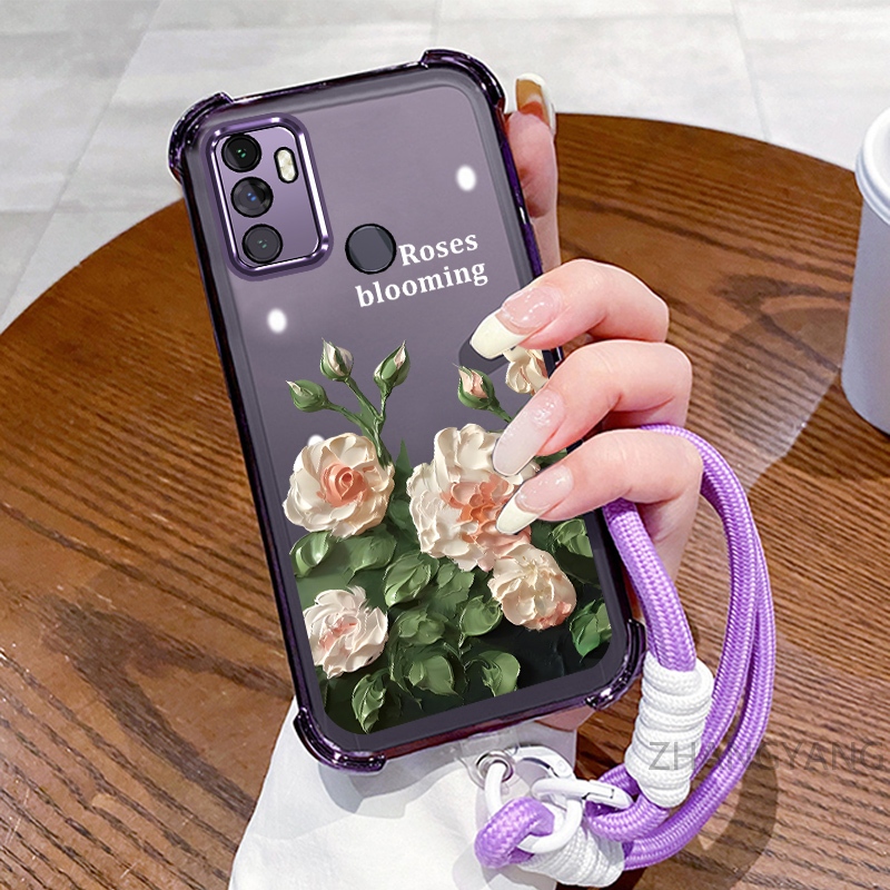 Ốp Lưng Cho OPPO A53 2020 A33 Ốp Điện Thoại Mạ Điện Bốn Góc Chống Rơi Với Thẩm Mỹ Đẹp Và Thiết Kế Hoa Trắng Vỏ Mềm TPU