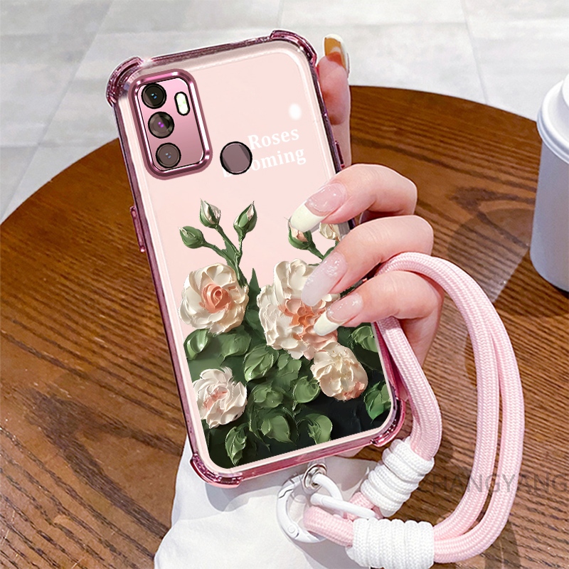 Ốp Lưng Cho OPPO A53 2020 A33 Ốp Điện Thoại Mạ Điện Bốn Góc Chống Rơi Với Thẩm Mỹ Đẹp Và Thiết Kế Hoa Trắng Vỏ Mềm TPU